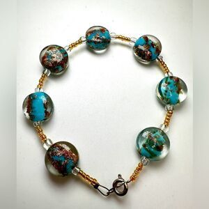 8" of big murano glass beads and seed bead bracelet!